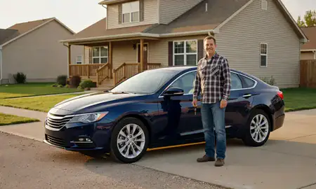 Car delivered to a driveway in South Dakota, United States