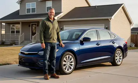 Customer with their delivered car in Aberdeen, South Dakota, United States