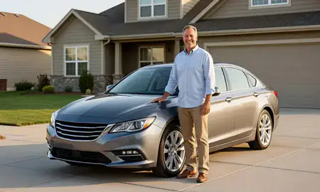 Customer with their delivered car in Blackhawk, South Dakota, United States
