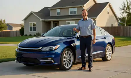 Car delivered to a driveway in Blackhawk, South Dakota, United States