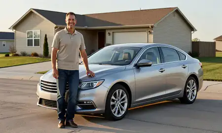 Customer with their delivered car in Box Elder, South Dakota, United States