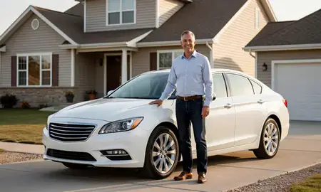 Customer with their delivered car in Brandon, South Dakota, United States