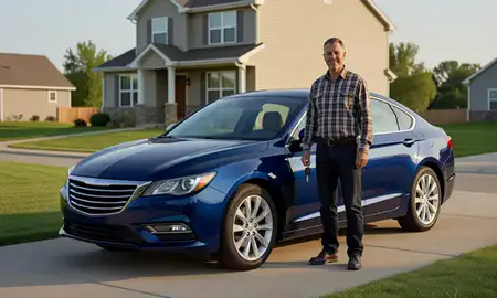 Car delivered to a driveway in Brandon, South Dakota, United States