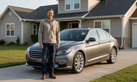 Customer with their delivered car in Brookings, South Dakota, United States