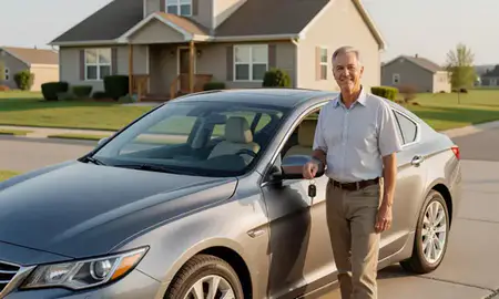 Car delivered to a driveway in Brookings, South Dakota, United States