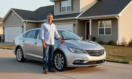 Customer with their delivered car in Canton, South Dakota, United States
