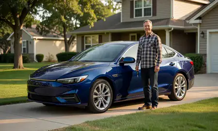 Car delivered to a driveway in Canton, South Dakota, United States