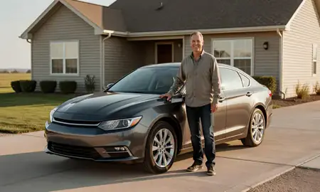 Customer with their delivered car in Dakota Dunes, South Dakota, United States