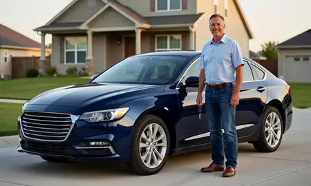 Car delivered to a driveway in Dakota Dunes, South Dakota, United States