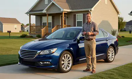 Car delivered to a driveway in Harrisburg, South Dakota, United States