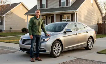 Customer with their delivered car in Hartford, South Dakota, United States
