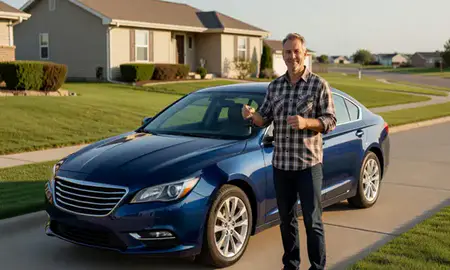 Car delivered to a driveway in Hartford, South Dakota, United States