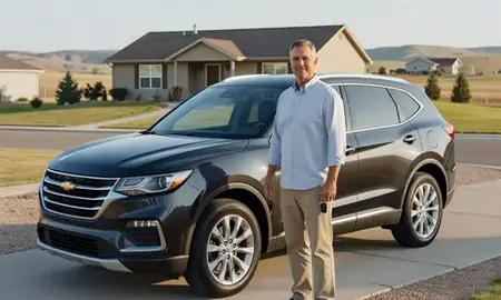 Car delivered to a driveway in Hot Springs, South Dakota, United States