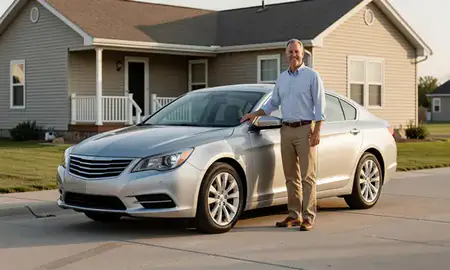 Customer with their delivered car in Huron, South Dakota, United States