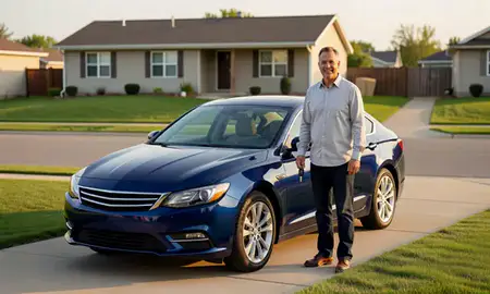 Car delivered to a driveway in Huron, South Dakota, United States