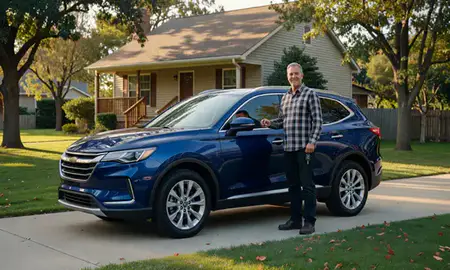Car delivered to a driveway in Lead, South Dakota, United States