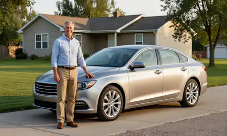 Customer with their delivered car in Milbank, South Dakota, United States