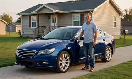 Car delivered to a driveway in Milbank, South Dakota, United States