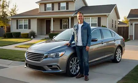 Customer with their delivered car in Mitchell, South Dakota, United States