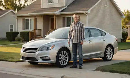 Car delivered to a driveway in Mitchell, South Dakota, United States