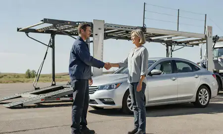 Vehicle owner beside their delivered car in Mitchell, South Dakota, United States