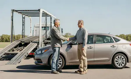 Vehicle owner beside their delivered car in North Sioux City, South Dakota, United States