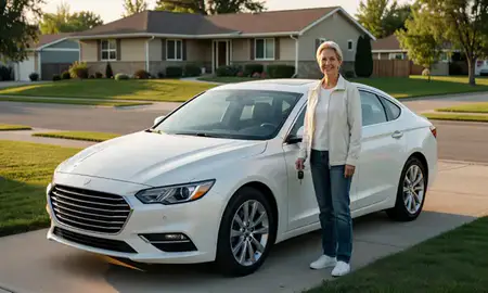 Car delivered to a driveway in Pierre, South Dakota, United States