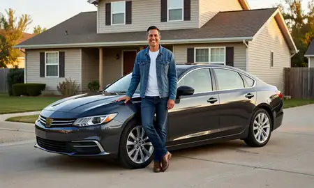 Customer with their delivered car in Rapid City, South Dakota, United States