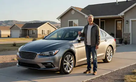 Car delivered to a driveway in Rapid City, South Dakota, United States