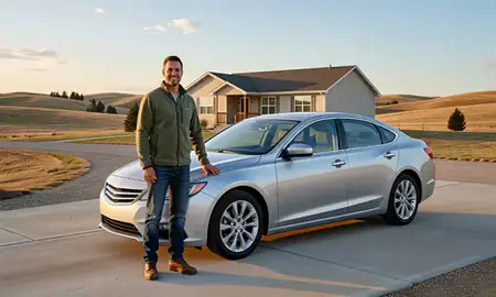 Customer with their delivered car in Rapid Valley, South Dakota, United States