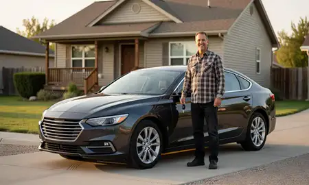 Car delivered to a driveway in Rapid Valley, South Dakota, United States