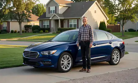 Car delivered to a driveway in Sioux Falls, South Dakota, United States