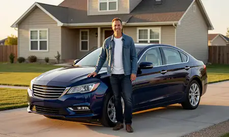 Customer with their delivered car in Spearfish, South Dakota, United States