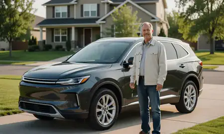 Car delivered to a driveway in Spearfish, South Dakota, United States