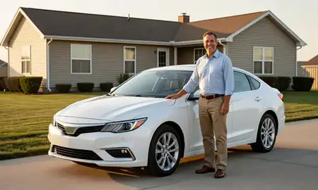 Customer with their delivered car in Sturgis, South Dakota, United States