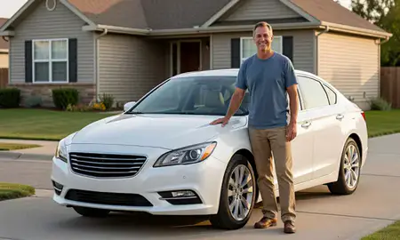 Customer with their delivered car in Summerset, South Dakota, United States