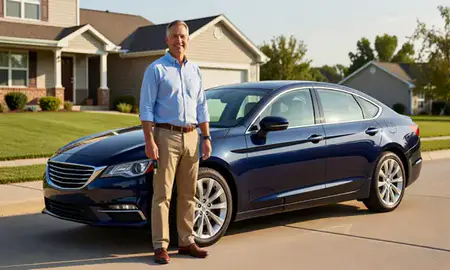 Car delivered to a driveway in Summerset, South Dakota, United States