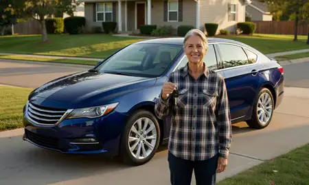 Car delivered to a driveway in Vermillion, South Dakota, United States
