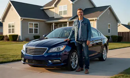 Customer with their delivered car in Watertown, South Dakota, United States