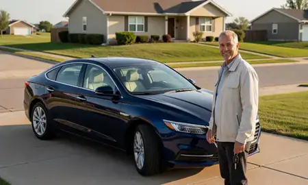 Car delivered to a driveway in Watertown, South Dakota, United States