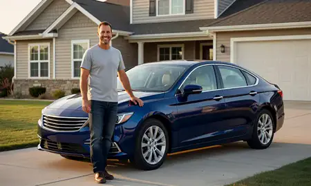 Customer with their delivered car in Yankton, South Dakota, United States