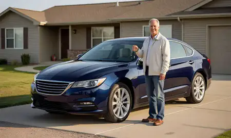 Car delivered to a driveway in Yankton, South Dakota, United States