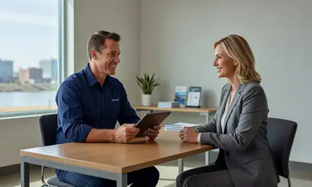 Customer discussing car shipping options in Yankton, South Dakota, United States