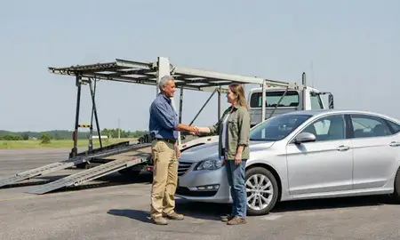 Vehicle owner beside their delivered car in Tennessee, United States