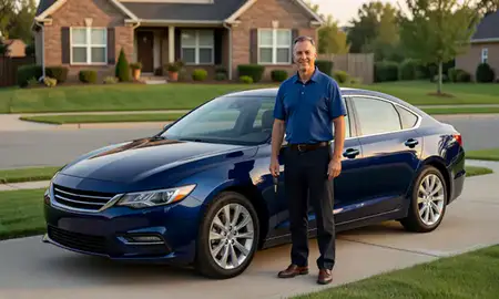 Car delivered to a driveway in Bartlett, Tennessee, United States