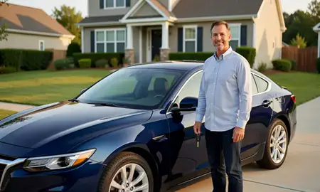 Car delivered to a driveway in Brentwood, Tennessee, United States