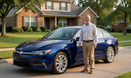 Car delivered to a driveway in Bristol, Tennessee, United States