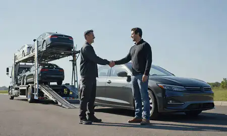 Vehicle owner beside their delivered car in Chattanooga, Tennessee, United States