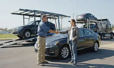 Vehicle owner beside their delivered car in Cleveland, Tennessee, United States