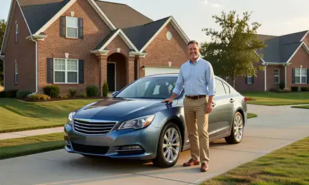 Customer with their delivered car in Collierville, Tennessee, United States